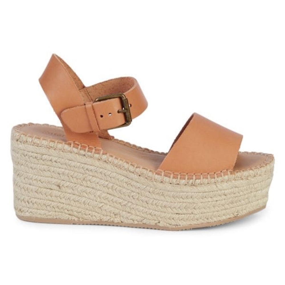 L🌴SOLUDOS🌴TAN LEATHER FLATFORM SANDALS